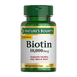 Natur Bounty Biotin Haarhaut und Nägel Vitamine, unterstützt gesundes Haar, Haut und Nägel, 10.000 mcg, Rapid Release Softgels, 180 Ct