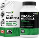Renew Actives Moringa Leaf Supplement 800MG per 2 Capsules- Antioxidant-Rich Moringa Oleifera - Promotes Good Health & Wellness - Easy to Swallow - Made in Canada - 120 Capsules