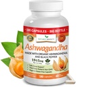 UDAF Verified Organic Ashwagandha with Black Pepper - 180 Capsules - 1965mg Extra Strength for Stress, Sleep, Mood, Thyroïde, Focus, Cheveux, Poudre d'extrait de racine pure végétalienne - Suppléments hommes et femmes