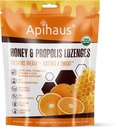 Miel et propolis Lozenges Arôme d'orange, rafraîchit la respiration - Adoucit une gorge- Immune Soutien avec vitamine C, vitamine D et zinc, 20 Compte