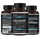 Support du collagène (Type I, II, III, V, X) Avian Sternum Hydrolysed Collagen Skin Peptides Support du collagène avec acide hyaluronique + complexe protéique + supplément naturel (180 capsules)