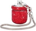 Small Pill Box Keychain Cute Mini Pill Fob Fancy Pill Pockets Container Vitamin Storage Organizer Keychain Pill Case Holder for Medicine Supplement(Red)