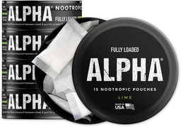 Pochettes alpha nootropiques entièrement chargées (Lime) - 5 Canettes - 15 Pochettes par boîte - Livraison nootrope efficace, Remplacement Nic Pouch - Absorption plus rapide, Alpha GPC, L-Tyrosine, GABA