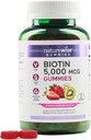 NatureWise Biotin Gummies - Unterstützt gesundes Haar, Haut und starke Nägel - Vitamin B7 5000mcg - Natürliche Schönheit - Erdbeer-Kiwi Flavor - Vegan, Non-GMO, Glutenfrei - 90 Count[45 Day Supply]