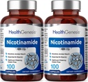 B-3 Nicotinamide 500 mg 100 Caps 2 Pack - Nicotinique Amide Niacin formule de vitamine naturelle sans flush - soutient la santé des cellules de la peau