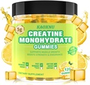 Gommies monohydratées de créatine 5600mg pour les hommes et les femmes, 120 CT Gommies créatine à croquer pour le soutien musculaire, stimuler l'énergie, 5,6g de monohydrate de créatine par service - sans sucre, végétalien (arôme de citron)