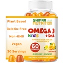 SHIFAA NUTRITION Omega 3 halal pour les enfants avec des gommes DHA pour le développement du cerveau, le coeur et le soutien immunitaire, à base végétale, non-OGM, à base d'algues DHA, sans gluten et sans gélatine enfants Omega 3 Gummies, 30 portions