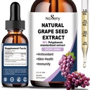 Extrait naturel de graines de raisin gouttes-300 mg Extrait de graines de raisin Supplément liquide - Résistance maximale Vitis Vinifera Teinture de graines, normalisé à 95 % Polyphénols, Non-OGM, Sans gluten (60ml)