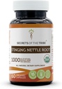 Secrets de la Tribe Sting Nettle Root 60 Capsules, faites avec des capsules végétales et USDA Organic Stinging Nettle Urtica Dioica Système respiratoire et urinaire Santé (60 Capsules)