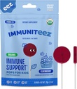 Immuniteez Organic Elderberry Lollipops für Kinder - Immununterstützung mit Vitamin C, D, E, Zink und Bio Honig - Glutenfreie Kinder Vitamine - 10 Count Bag