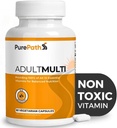 PurePath Non-Toxic Adult Multivitamin - 13 Vitamins - 100% RDA - No Harmful Megadoses - with B6 & B12 - Supplement for Optimal Energy, Focus, and Longevity - 60 Capsules - 30 Day Supply