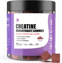 Gommies de créatine - Gommies monohydratées de créatine pour les hommes et les femmes - 5g de monohydrate de créatine par service- Augmenter la concentration, la force, l'endurance -Construire le muscle, sans sucre, végétalien, non-OGM 120 Ct