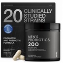 Toniiq Mens Probiotique avec 20 souches vérifiées – 200 Bilion CFU + 200 mg FOS Prébiotique – Probiotiques pour la santé des hommes - Cold-Chain & Release Retardé – Formule synbiotique testée en laboratoire