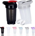 Shaker Bottle Protein Shakes Cup und 10-Ounce/300ML ShakerBottle mit Whisk Balls, Protein ShakerBottles Set,Non-BPA Kunststoff (Black+Grey(2PCS))