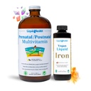 LIQUIDHEALTH Booster prénatal bébé Grossesse Ensemble de vitamines - Multivitamines prénatales/postnatales pour femmes véganes avec fer actif et ferrochel, folate, aliments entiers - Fabriqué aux États-Unis, 100% végétalien (Bundle)