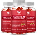 Magnesium Glycinate Gummies - 400mg Magnesium Glycinate Gummy with Vitamin D, B6, and CoQ10, Magnesium Supplement for Relaxation and Cognition, Sugar Free - 60 Raspberry Gummies (3 Pack)