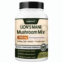 ZEBORA Lions Mane Supplément Capsules - Supplément de Champignons avec Lions Mane, Cordyceps, Reishi, Turquie Tail, Shiitake - Lion Mane Champignon pour la mémoire, Focus & Immmune Support - 119 Capsules Vegan