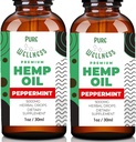 Pure Wellness Hemp Seed Oil Drops Peppermint Flavor for Improved Cognitive Function, Omega 3 6 9 Fatty Acids, Organic, Non-GMO, Vegan (5,000mg 2-Pack)