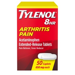 Tylenol arthrite 8 heures soulagement de la douleur comprimés à libération prolongée, 650 mg d'acétaminophène, traitement anti-douleur articulaire et réducteur de la fièvre, soulagement de la douleur orale pour l'arthrite et la douleur articulaire, 50 Compte