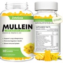 Gummies de Mullein pour les poumons clairs, 10 extraits de feuille de Mullein en 1 pour les poumons, Gummies de Mullein Quercetin pour le nettoyage des poumons, respiratoire, immunitaire, goût d'ananas, 120 comte
