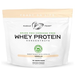 Muscle Feast Grass-Fed Whey Protein Concentrate Powder, All Natural, Hormone Free Pasture Raised Whey Protein Powder for Women & Men, Clean, Non-GMO & Gluten Free Whey Concentrate - Vanilla, 5lb