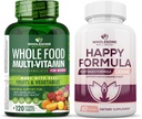 Bien-être sain Multivitamine d'aliments entiers pour les femmes - Multivitamines naturelles, minéraux, extraits biologiques Happy Formula Natural Formula Relief Supplement Bundle
