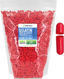 XPRS Nutra Taille 0 Capsules vides - 5000 Compte Capsules de gélatine vides - Remplissage de la gélule de bricolage - Pure pilules Bovines Gel Caps pour Do-It-Youlf Suppléments (Rouge)